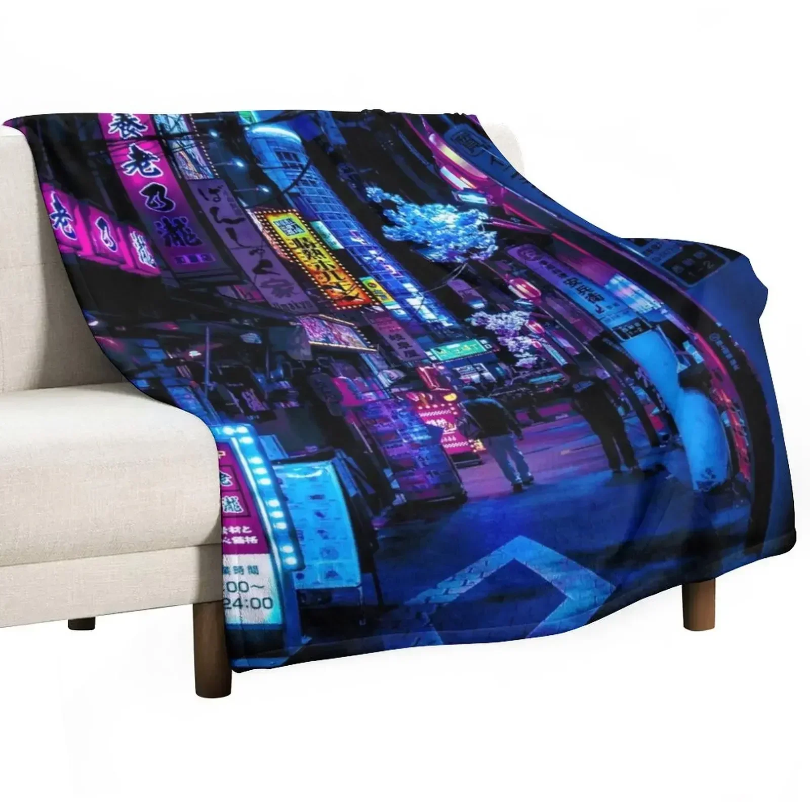 Luxury Bags In Tokyo - Blue Tokyo Alleys Throw Blanket anime