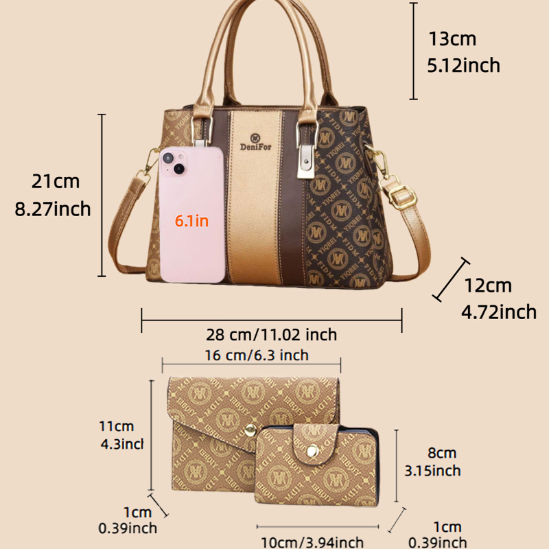 3-piece set of women's handbag - đánh giá và giá Luxury Bags Casual